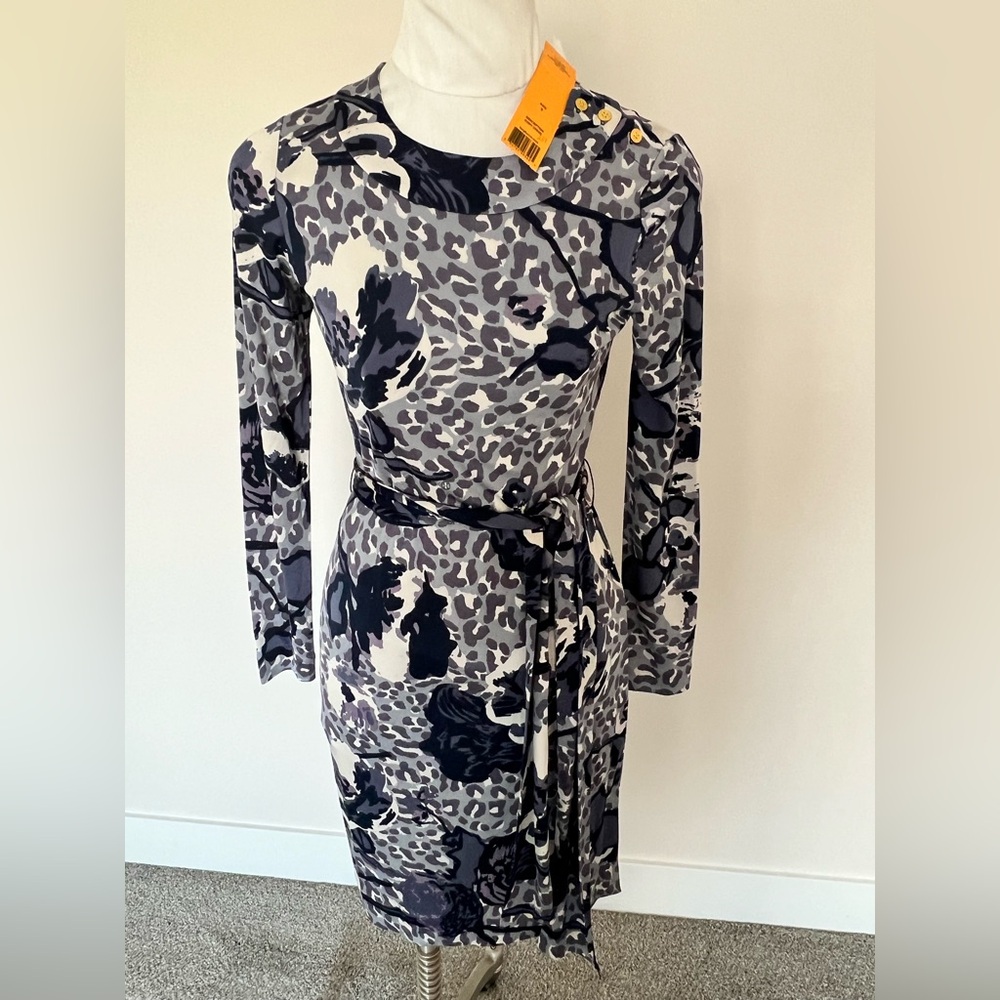 Brand new Tory Burch navy silk dress with tags-Size 2